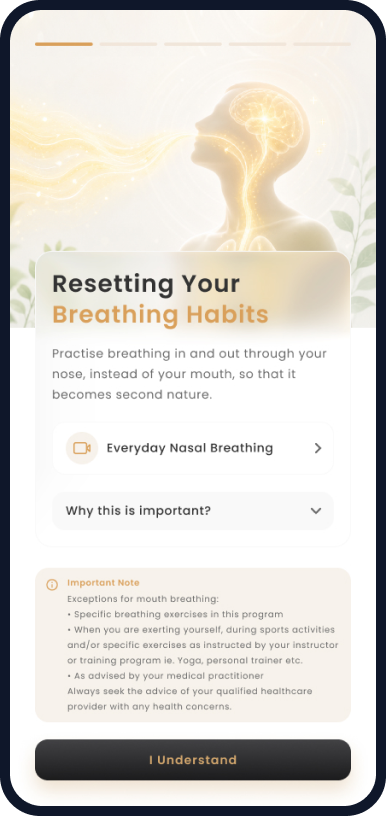 Resetting your breathing habits app screen